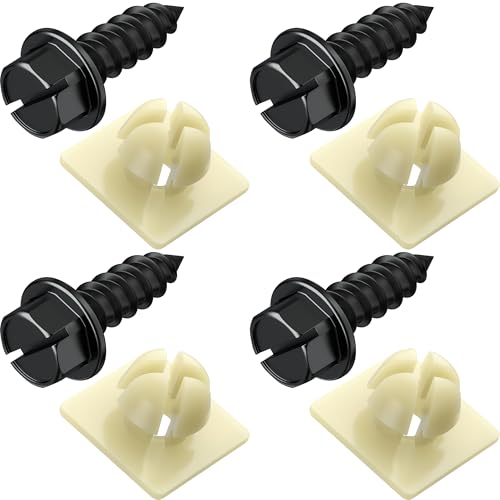 License Plate Screws with Nylon Inserts - Stainless Steel Rust Proof License Plate Screws for License Plates, Frames & Covers - 4755299 3907444 A11719 - U.S. Cars Trucks SUVs