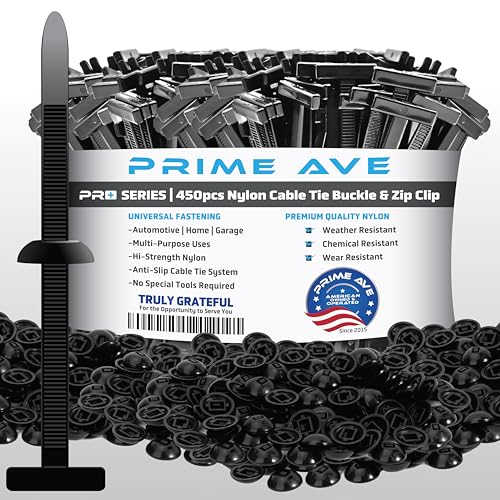 Prime Ave 150 Sets -Nylon Cable Tie Buckle & Zip-Clip Pro Series -Universal T-Style Zip Ties, Automotive Push Rivets Trim Fasteners for Bumper Fender Liner Door Panel Auto Body Retainer