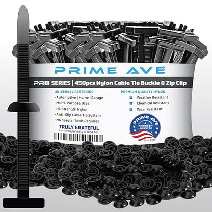 Prime Ave 150 Sets -Nylon Cable Tie Buckle & Zip-Clip Pro Series -Universal T-Style Zip Ties, Automotive Push Rivets Trim Fasteners for Bumper Fender Liner Door Panel Auto Body Retainer