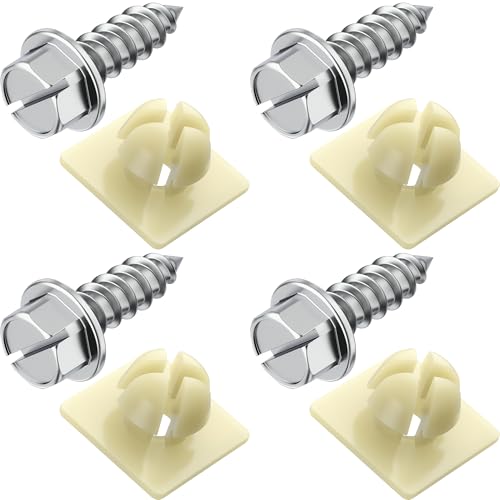 License Plate Screws with Nylon Inserts - Stainless Steel Rust Proof License Plate Screws for License Plates, Frames & Covers - 4755299 3907444 A11719 - U.S. Cars Trucks SUVs