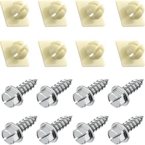 License Plate Screws with Nylon Inserts - Stainless Steel Rust Proof License Plate Screws for License Plates, Frames & Covers - 4755299 3907444 A11719 - U.S. Cars Trucks SUVs