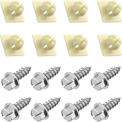 License Plate Screws with Nylon Inserts - Stainless Steel Rust Proof License Plate Screws for License Plates, Frames & Covers - 4755299 3907444 A11719 - U.S. Cars Trucks SUVs