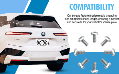 Prime Ave Socket Head Standard Length Stainless Steel License Plate Screws Compatible/Replacement for All BMW Models (Pack of 8)
